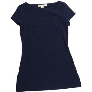 Boston Proper Tunic Top Navy Blue Short Sleeve‎ Women's XXS Cap Sleeve Easy Care